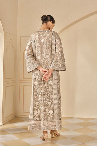 Arisa Embroidered Silk Kaftan - Bronze